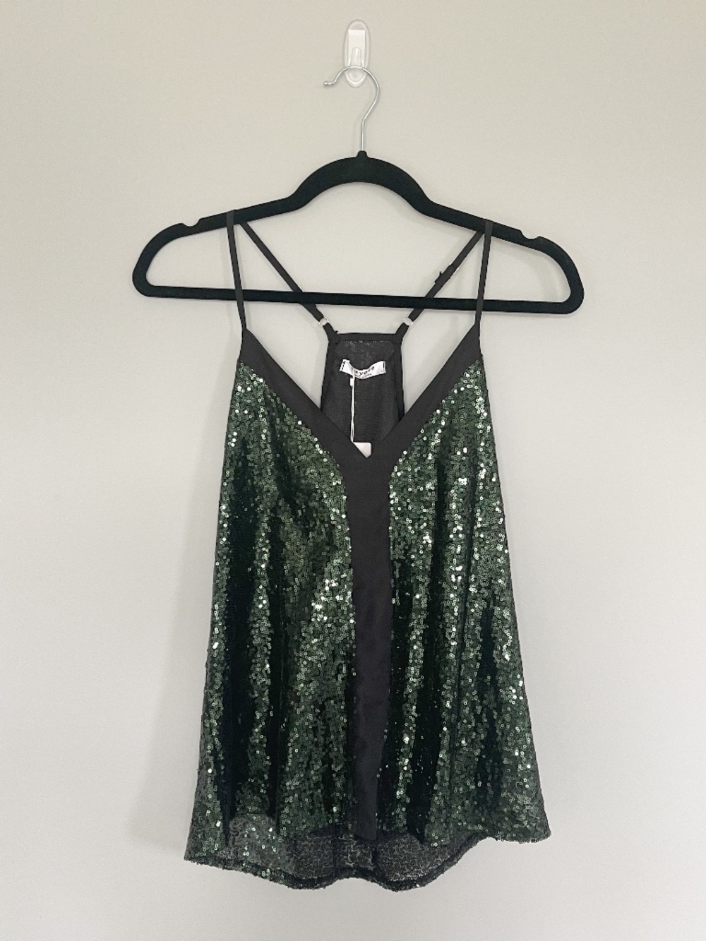 BEYOVE Green Sequin Racerback Tank Women's Size Small 100% Polyester New